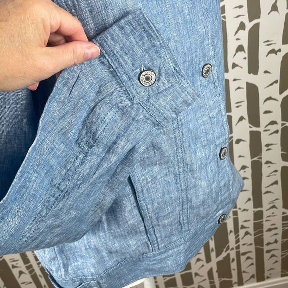 100% Linen Trucker Style Jacket L - Picture 8 of 16